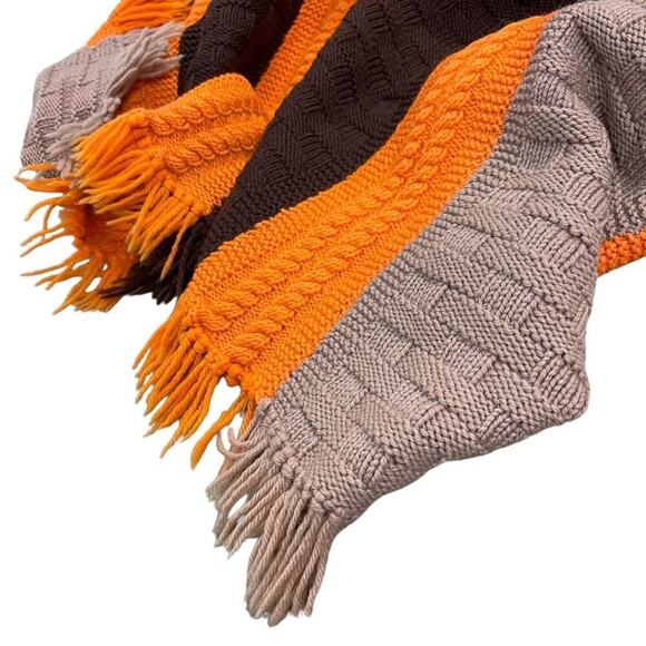 Decorative Warm Winter Fringe Edge Wool Textured Stripe Knit Throw Blanket - Picture 12 of 13